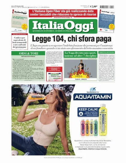 Prima pagina ItaliaOggi
