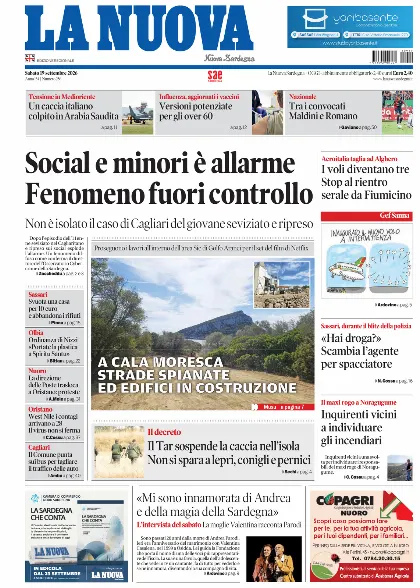 Prima pagina La Nuova Sardegna