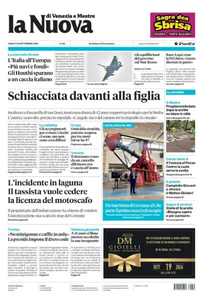 Prima pagina La Nuova di Venezia e Mestre | Venezia e Mestre