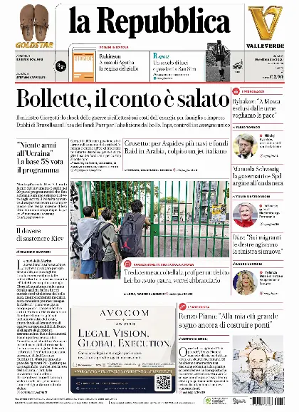 Prima pagina la Repubblica