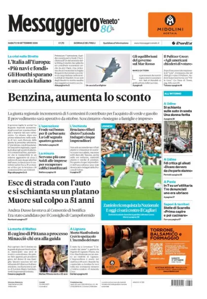Prima pagina Messaggero Veneto | Gorizia