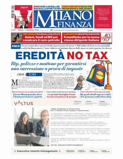 Prima pagina MF Milano Finanza