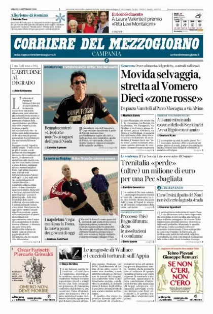 Prima pagina Corriere del Mezzogiorno | Campania