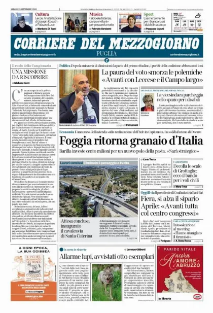 Prima pagina Corriere del Mezzogiorno | Puglia