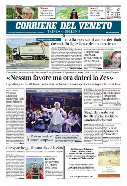 Prima pagina Corriere del Veneto | Treviso e Belluno
