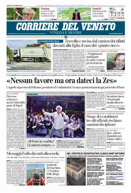 Prima pagina Corriere del Veneto | Venezia e Mestre