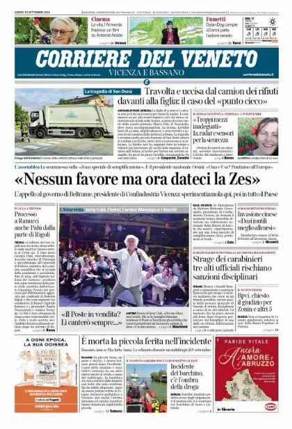 Prima pagina Corriere del Veneto | Vicenza e Bassano