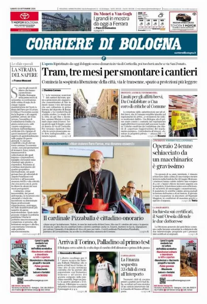 Prima pagina Corriere di Bologna