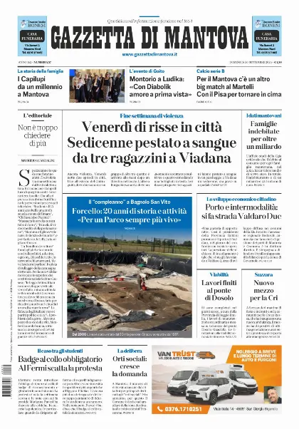 Prima pagina Gazzetta di Mantova