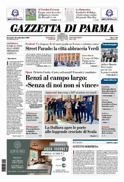 Prima pagina Gazzetta di Parma