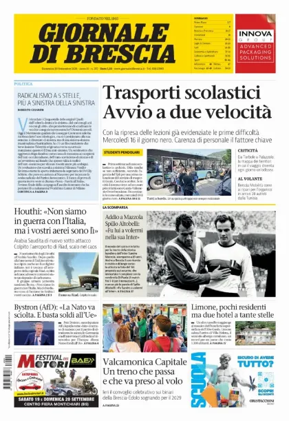 Prima pagina Giornale di Brescia