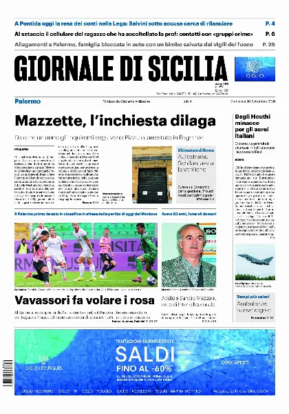 Prima pagina Giornale di Sicilia