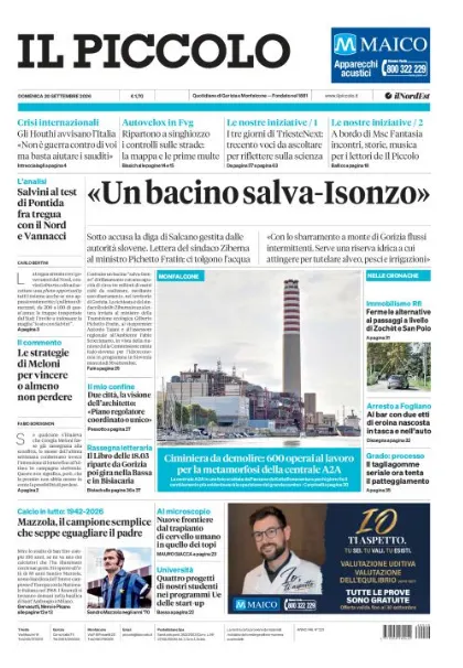 Prima pagina Il Piccolo | Gorizia e Monfalcone