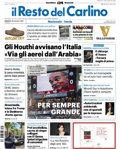Prima pagina Il Resto del Carlino