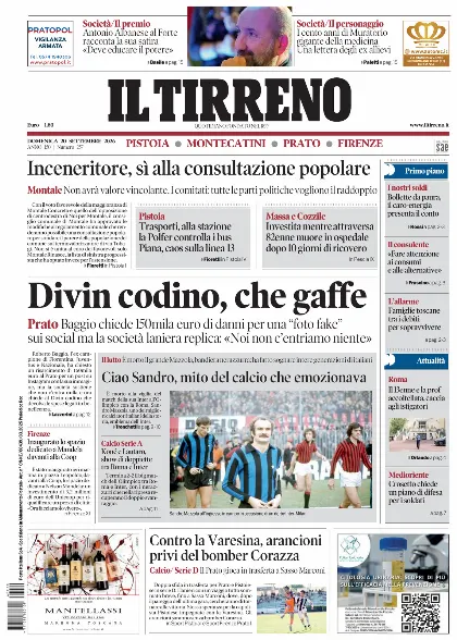 Prima pagina Il Tirreno
