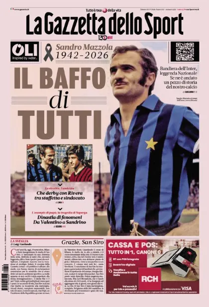 Prima pagina La Gazzetta dello Sport