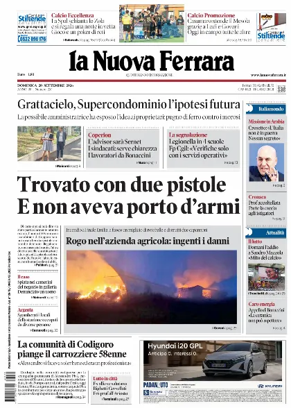 Prima pagina La Nuova Ferrara