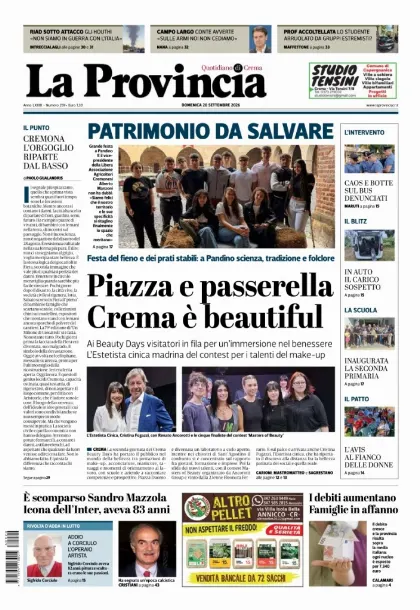 Prima pagina La Provincia | Crema