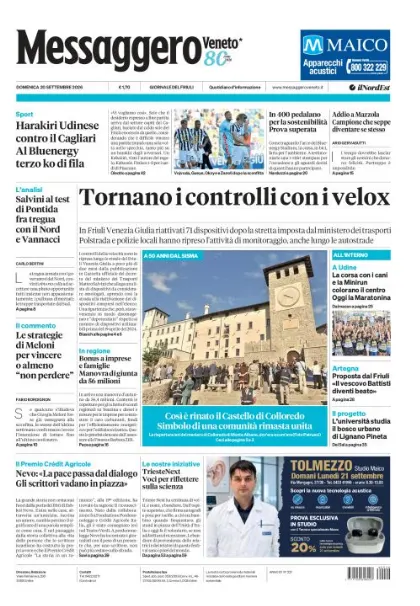 Prima pagina Messaggero Veneto | Gorizia