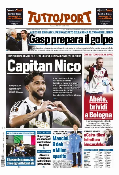 Prima pagina Tuttosport