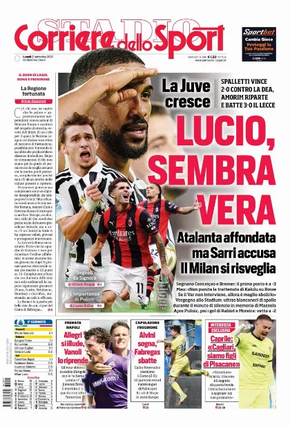 Prima pagina Corriere dello Sport - Stadio