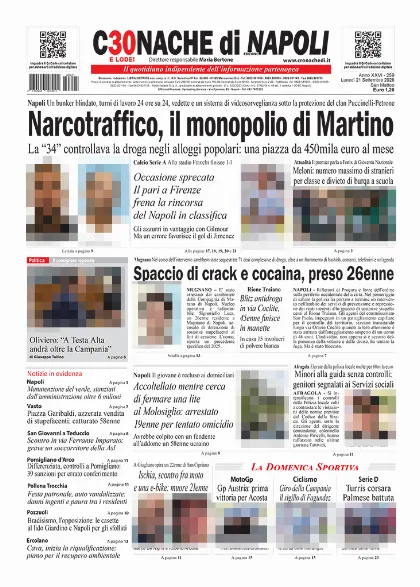 Prima pagina Cronache di Napoli