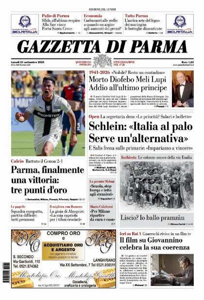 Prima pagina Gazzetta di Parma