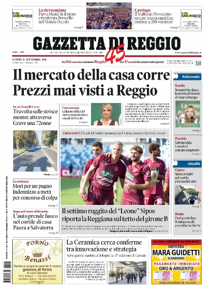 Prima pagina Gazzetta di Reggio
