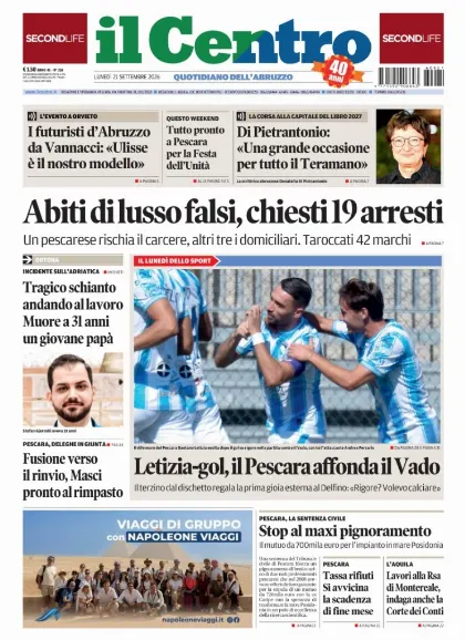 Prima pagina Il Centro | Pescara