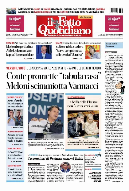 Prima pagina Il Fatto Quotidiano