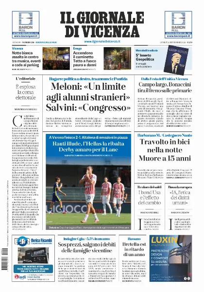 Prima pagina Il Giornale di Vicenza