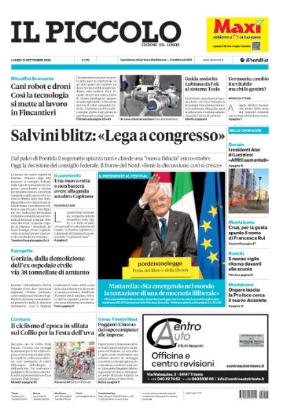 Prima pagina Il Piccolo | Gorizia e Monfalcone