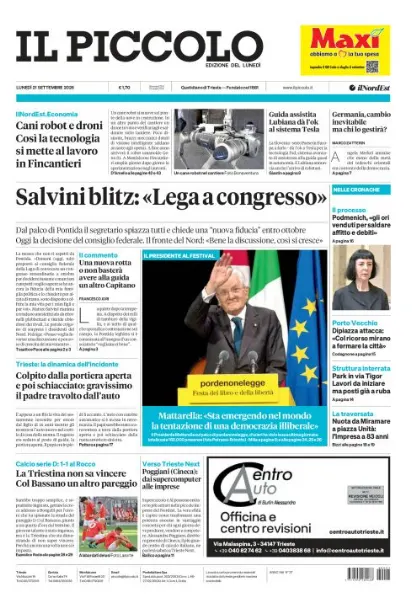 Prima pagina Il Piccolo | Trieste