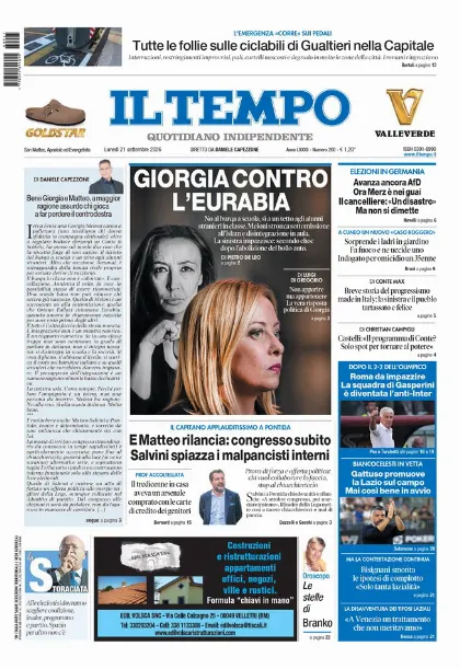 Prima pagina Il Tempo