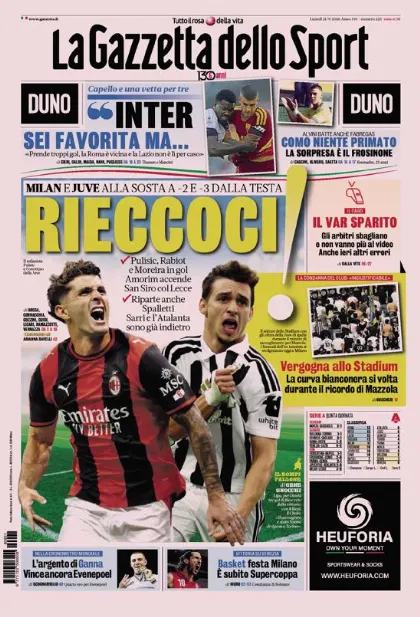Prima pagina La Gazzetta dello Sport
