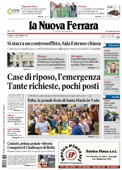 Prima pagina La Nuova Ferrara