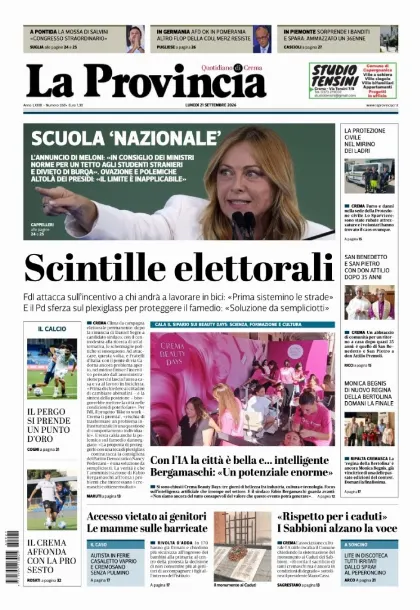 Prima pagina La Provincia | Crema