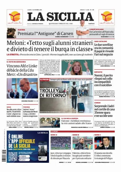 Prima pagina La Sicilia