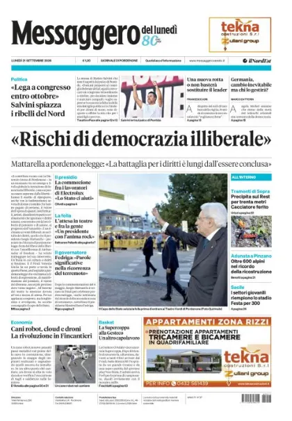 Prima pagina Messaggero Veneto | Pordenone