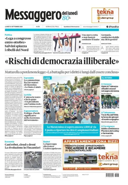 Prima pagina Messaggero Veneto | Udine