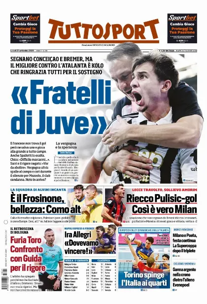 Prima pagina Tuttosport