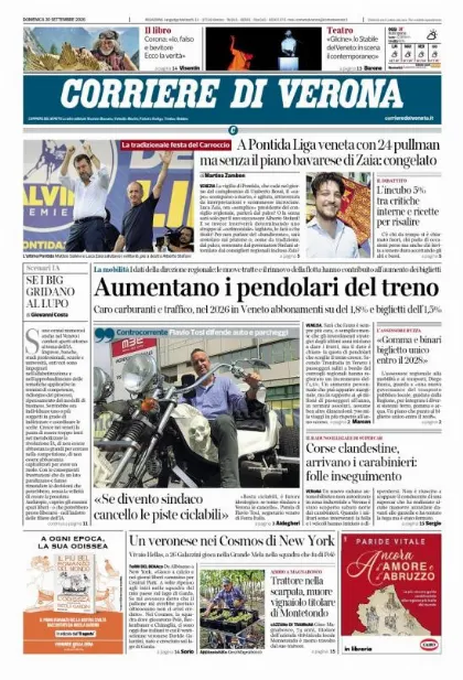 Prima pagina Corriere di Verona