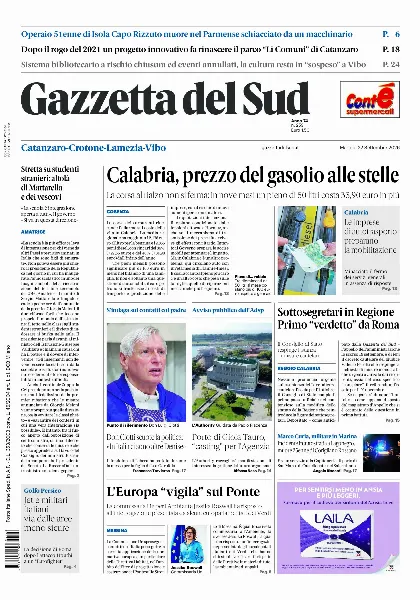 Prima pagina Gazzetta del Sud | Catanzaro