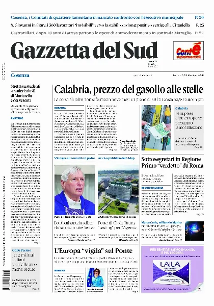 Prima pagina Gazzetta del Sud | Cosenza