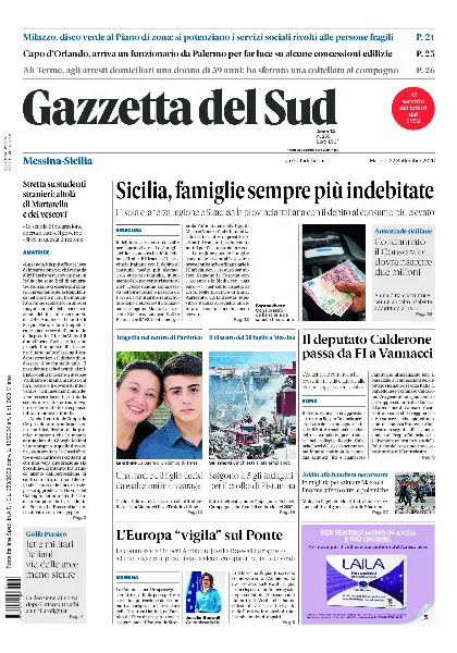 Prima pagina Gazzetta del Sud