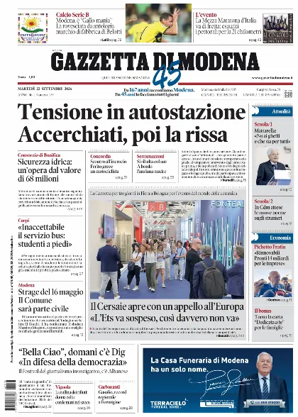 Prima pagina Gazzetta di Modena