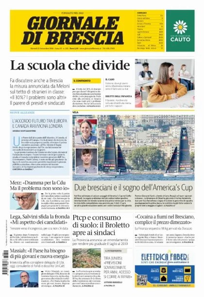 Prima pagina Giornale di Brescia