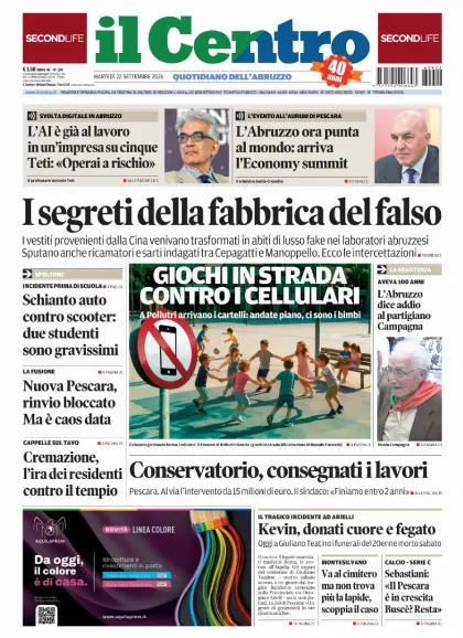 Prima pagina Il Centro | Pescara
