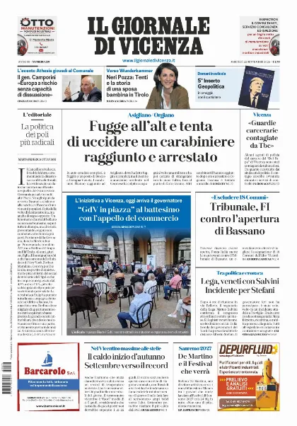 Prima pagina Il Giornale di Vicenza