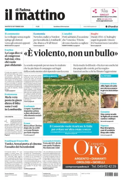 Prima pagina Il Mattino di Padova | Padova